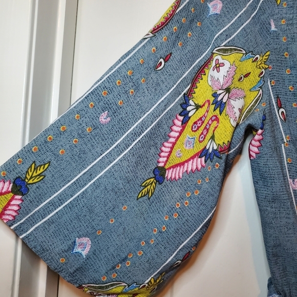 Jaase Wide Leg Bohemian Blue Short Sleeve Jumpsuit S - Picture 3 of 10